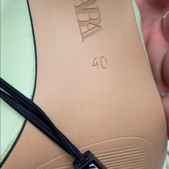 Zara leather green square toe slip on sandal - Picture 14 of 16